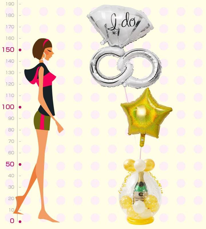 ウェディングリングときらきらゴールドスター、シャンパンのラッピングバルーン【結婚式】 - g-wed-0113__01.jpg