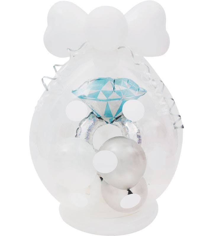 ウェディングリングのホワイトラッピングバルーン【結婚式】