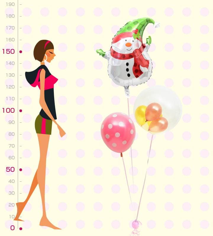 スノーマンとピンク＆ゴールドのぷちバルーン、ピンクドット【クリスマス】 - g-xms-0008__01.jpg