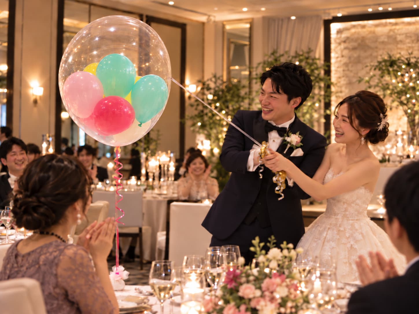スパークバルーン テーブル用 乾杯・記念撮影の演出に【東京都心へ膨らませてお届け】