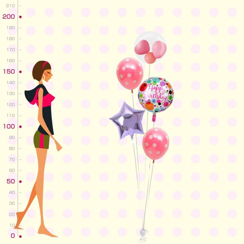 ポップなドットにピンクハート&ドットの女子バルーンな誕生日ブーケ【誕生日】 - g-btd-0092__01.jpg